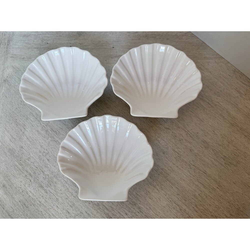Revol La Porcelain Stamped Seashell Pieces Plate 1970s French Vintage Set Of 3
